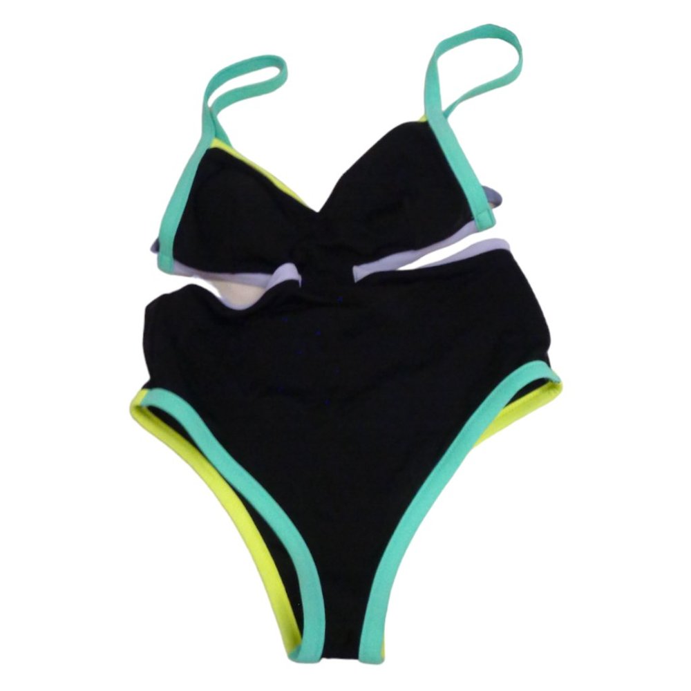 Victoria's Secret Black and Green One Piece Swimsuit